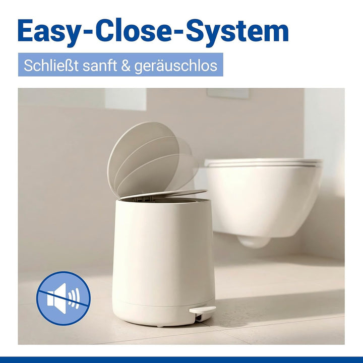 WENKO Kosmetik Treteimer Mod. Fablo aus Kunststoff, Soft-Touch-Beschichtung, Bad-Mülleimer 5 L, Abfa