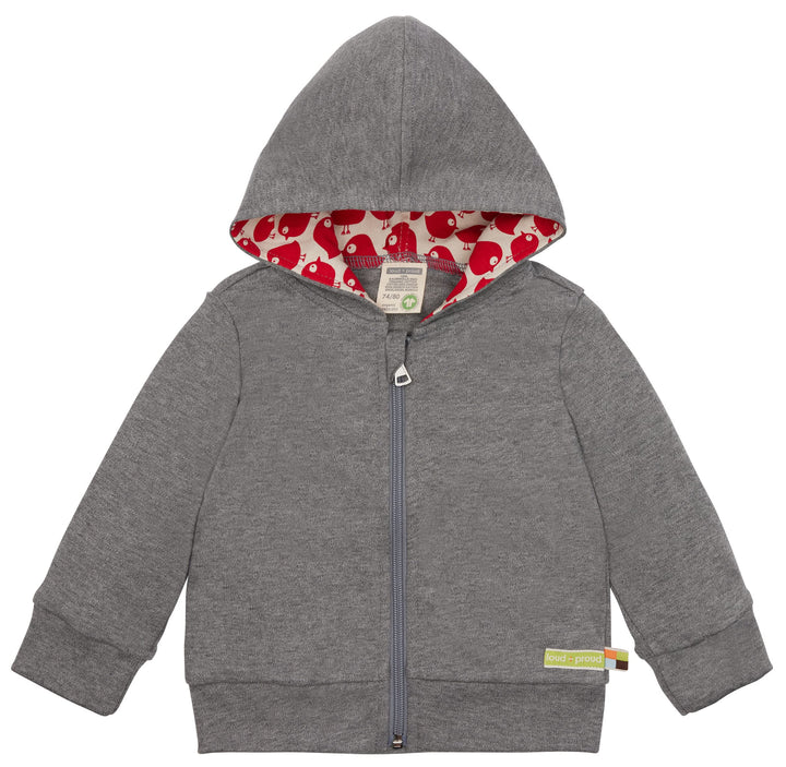 loud + proud Unisex Kinder Kapuzenjacke, GOTS Zertifiziert Sweatjacke 62-68 Grau, 62-68 Grau