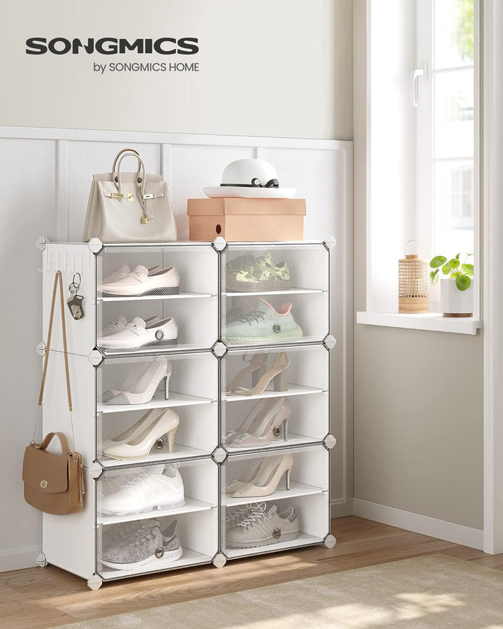 SONGMICS Schuhregal, Schuhschrank, für Garderobe und Eingangsbereich, anpassbar, 6 Fächer, für bis z