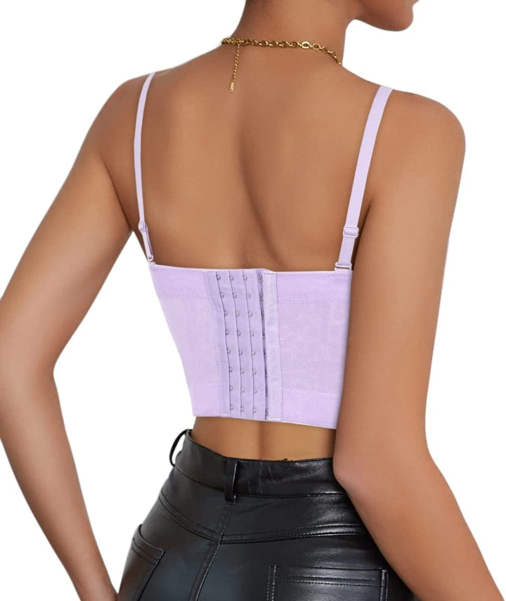 Naimo Damen Sexy Strass Bustier Push Up Crop Top Korsett BH Glitzer Kristall Tank Top Cami Weste Par