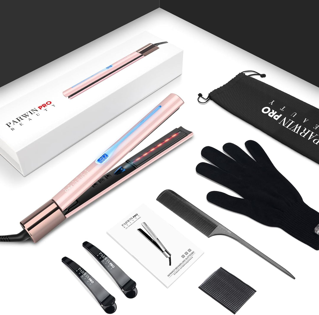 Infrarot-Ionen Haarglätter, PARWIN PRO BEAUTY 2 IN 1 Glätteisen Locken und Glätten, Infrarot- und Io