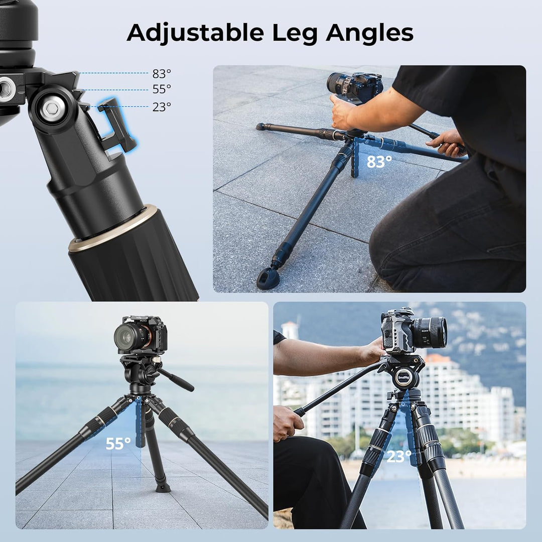SMALLRIG FT-S303 FreeSpeed Stativ aus Kohlefaser, 59'' Reise-Videostativ mit Höhenverstellung durc
