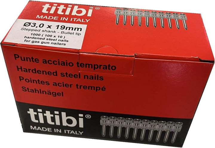 Nr. 1000 Titibi Nägel Ø3,0 x 19 mm, 100% kompatibel mit HILTI Gasschleifer: GX 100, GX 100-E, GX 120