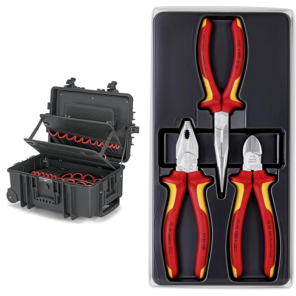 KNIPEX 00 21 37 LE Werkzeugkoffer "Robust45 Move" Werkzeug-Trolley | Rollkoffer leer & Elektro-Paket