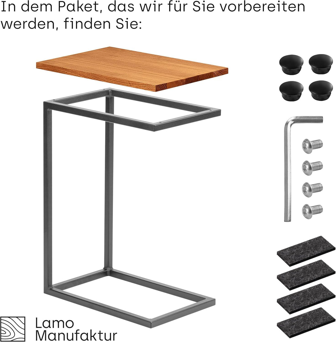 LAMO Manufaktur Beistelltisch | Laptoptisch | Sofatisch | mobiler Kaffeetisch | Nachttisch | 45x30x6