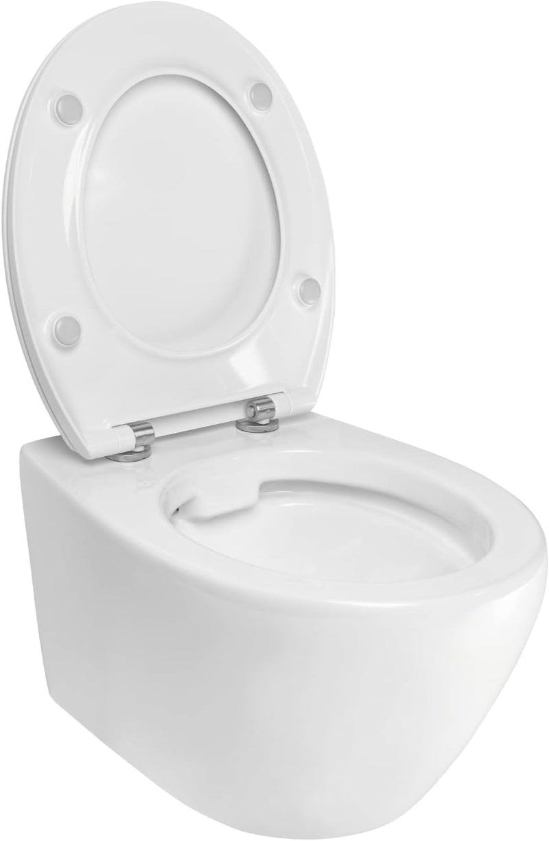 aquaSu® Spülrandloses Wand-WC Set Comida | Design-Toilette | Hänge-WC | Tiefspüler | Keramik | Abgan