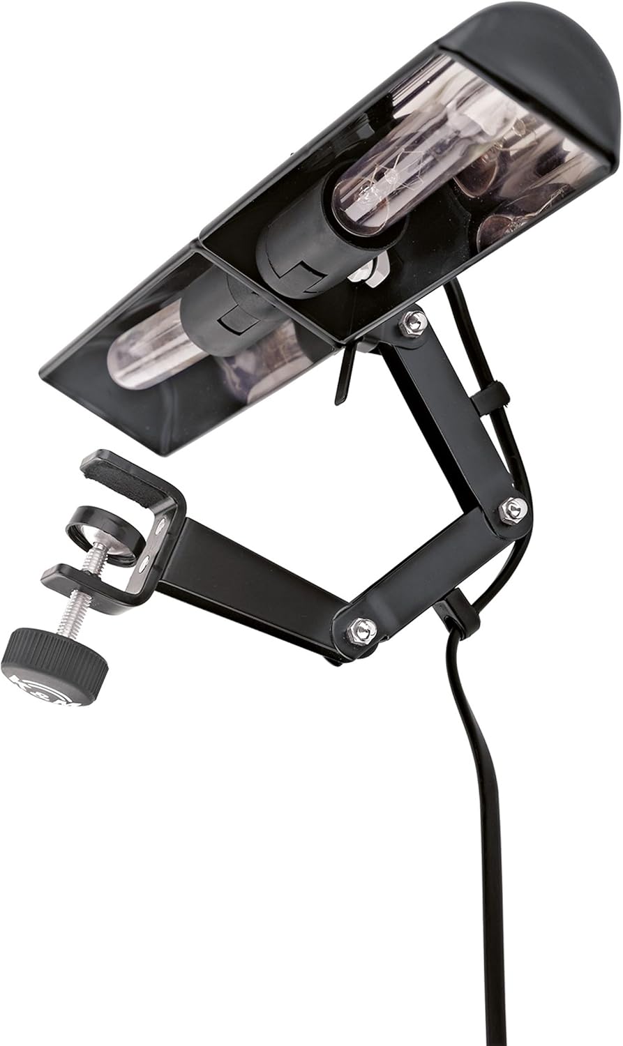 K&M 122/6 Notenpult-Doppelleuchte Schwarz – 32 cm Stahl-Lampenschirm, 2500 Lux Helligkeit, max. 25 W