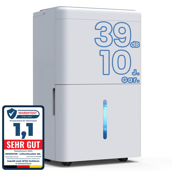 Newentor Bdpt. 20L Luftentfeuchter Elektrisch Keller 39dB, Entfeuchter Elektrisch Keller mit Ablaufs