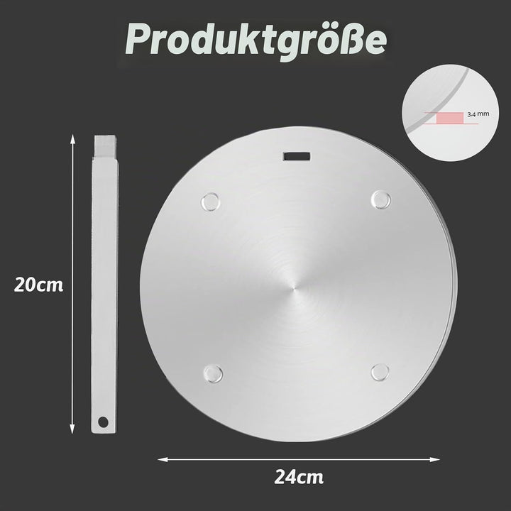 Universal Induktion Adapterplatte Ø 24 cm, Induktionsadapter für Gasherd, Edelstahl Wärme Induktion