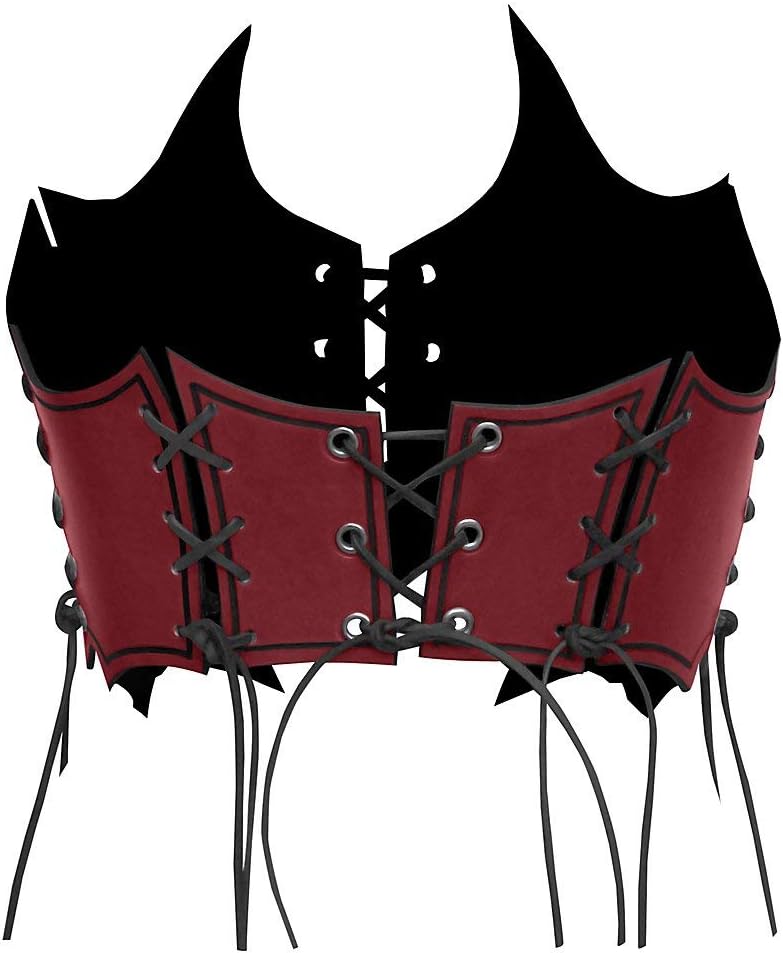 Andracor - Fantasy Brustplatte aus Leder für Frauen – Geflammtes Bustier aus Rüstleder mit Schnürung