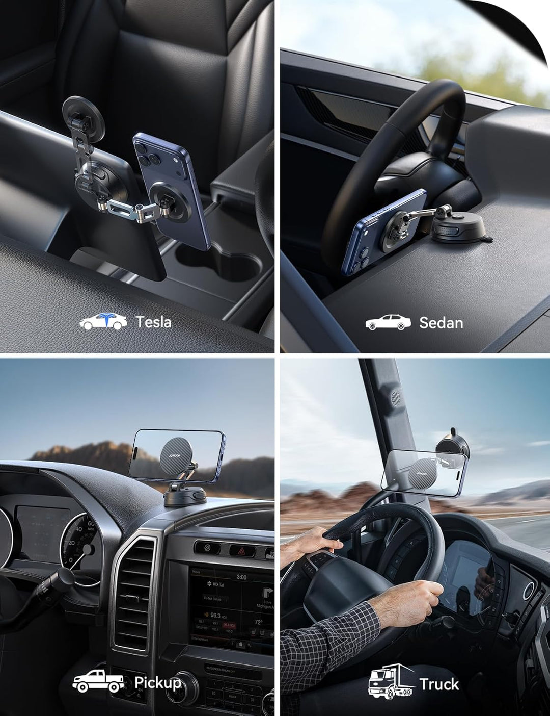 JOYROOM Handyhalterung Auto [Dreifach-Faltbare] Magsafe Autohalterung [Vakuum & Stärkster Gel] für A