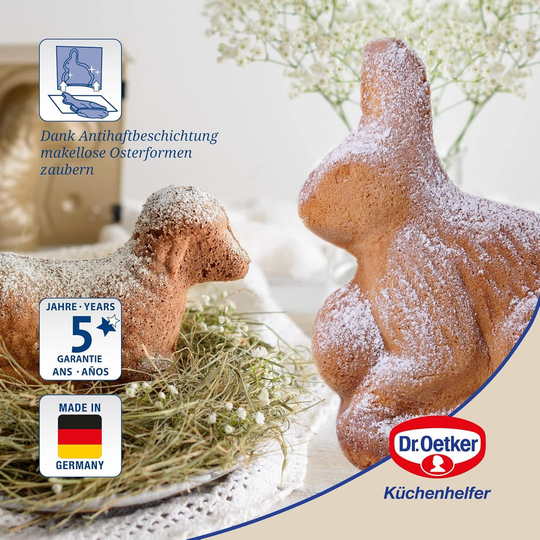 Dr. Oetker Osterlamm und Hase Backformen Set zu Ostern – 700 &amp; 600 ml Füllvolumen – 3D Kuchenformen