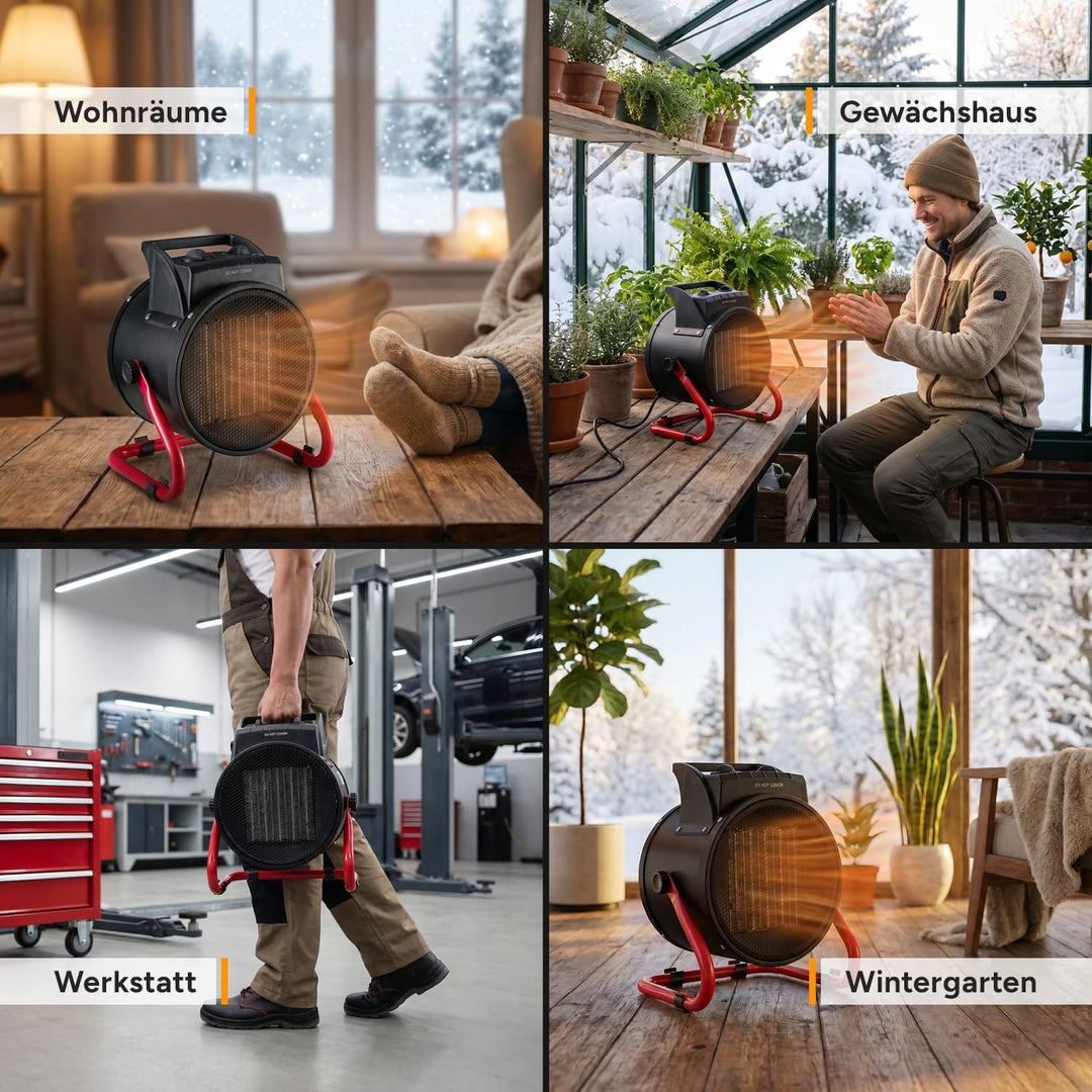 TZS First Austria - Keramik-Heizlüfter 3000W - Elektroheizer mit Thermostat, Überhitzungsschutz, Dre