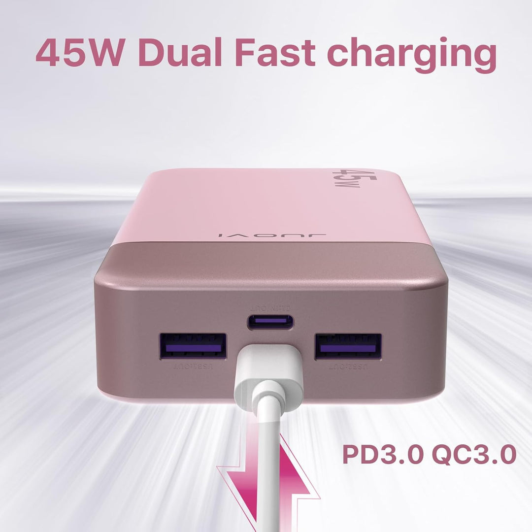 JUOVI Power Bank Fast Charging, 20000mAh 45W Tragbares Ladegerät, Super Fast Charging mit LED Displa