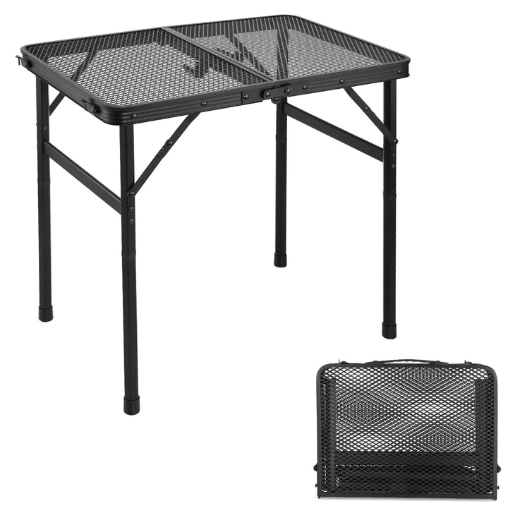 Odoland 2FT Faltbarer Campingtisch, höhenverstellbarer Grilltisch mit Mesh Desktop, Outdoor-Picknick