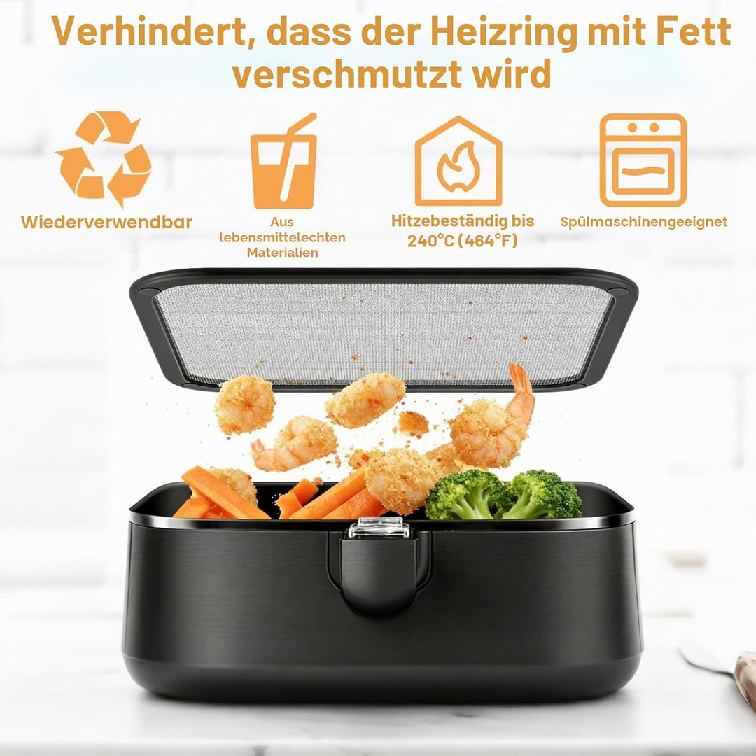 2 Stück Edelstahl Spritzschutz für Cosori Airfryer Heissluftfritteuse CP158 5,5L, TurboBlaze 6,0L, P