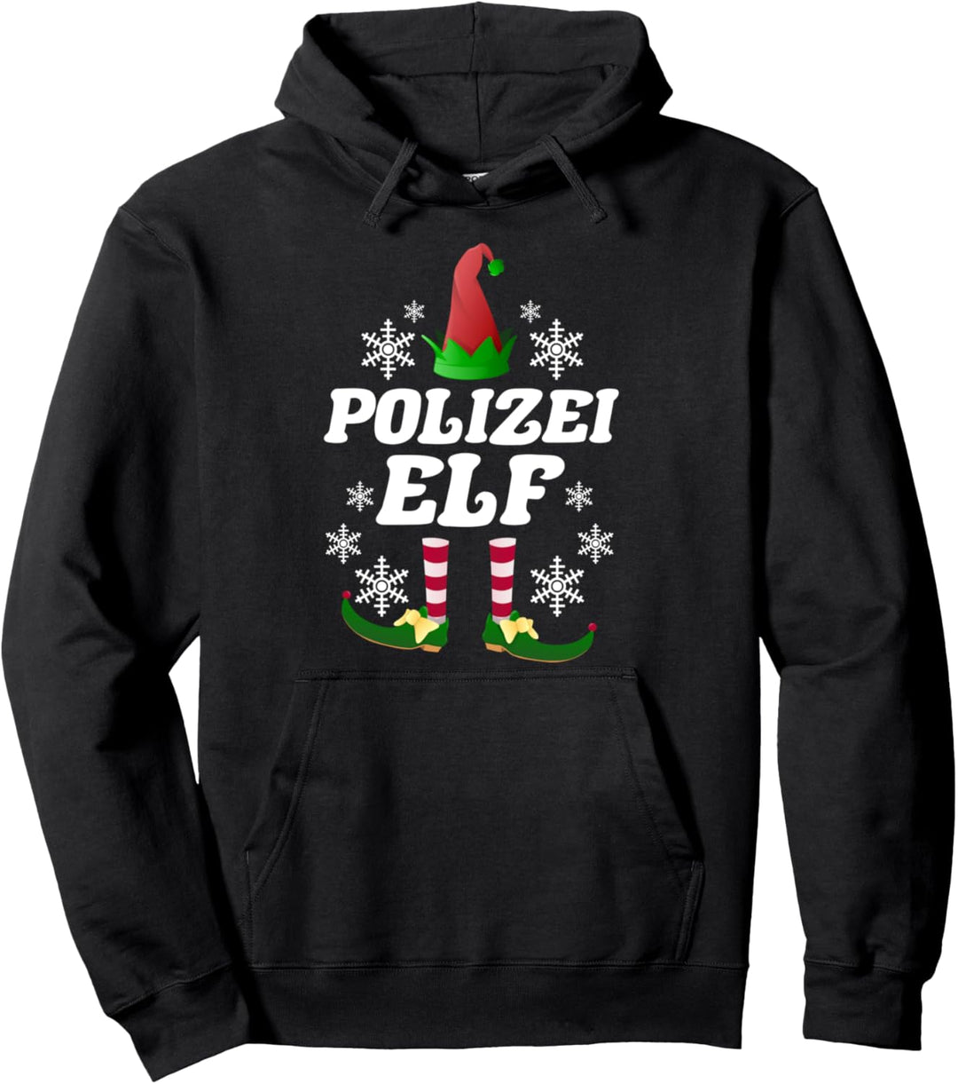 Polizei Elf Elfen Partnerlook Weihnachten Weihnachtself Pullover Hoodie