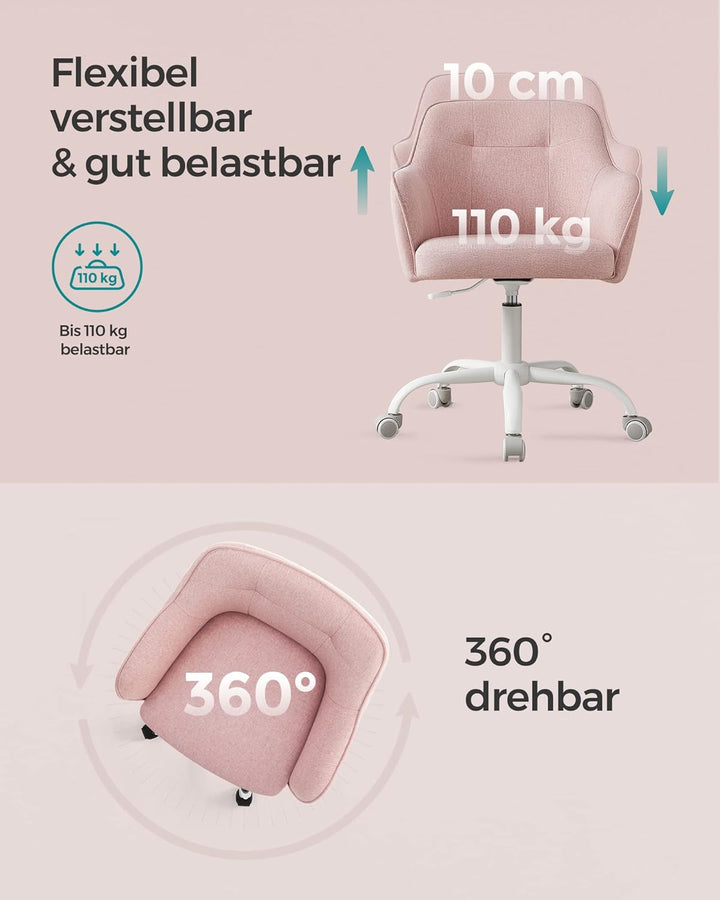 SONGMICS Homeoffice Stuhl, Drehstuhl, Schreibtischstuhl, höhenverstellbar, bis 110 kg belastbar, atm