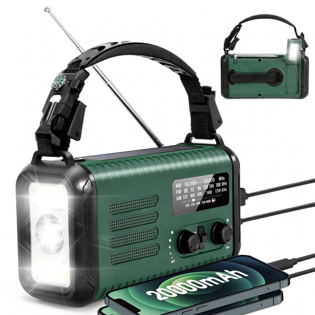 Bewinner Handkurbel Notiowere, Solar Betriebenes NOAA -Wetterradio mit AM FM, 20000mah Wiederaufladb