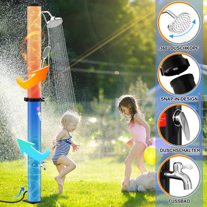Herrselsam Solardusche 20L Solar Gartendusche warmes Wasser max. 60°C ohne Stromanschluss Pooldusche