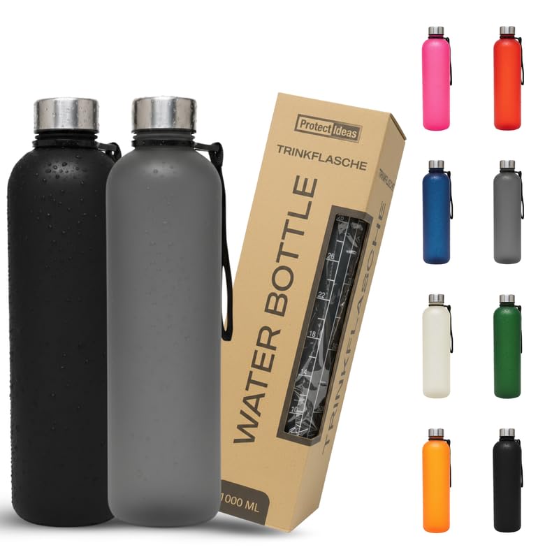 Trinkflasche 1l - Kohlensäure geeignet & Auslaufsicher - Für Sport, Schule & Büro - Sport Trinkflasc