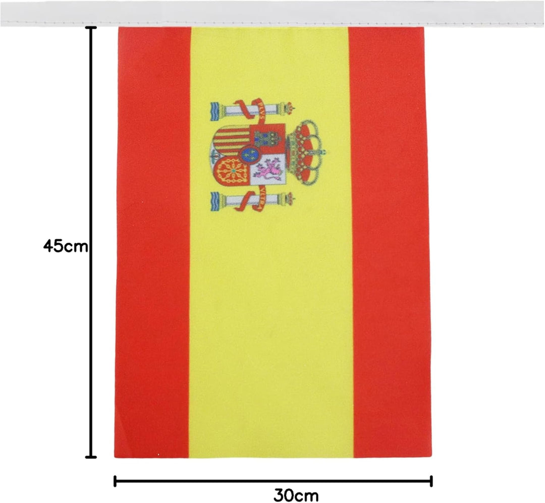 AZ FLAG FAHNENKETTE Spanien 12 Meter mit 20 flaggen 45x30cm- SPANISCHE Girlande Flaggenkette 30 x 45