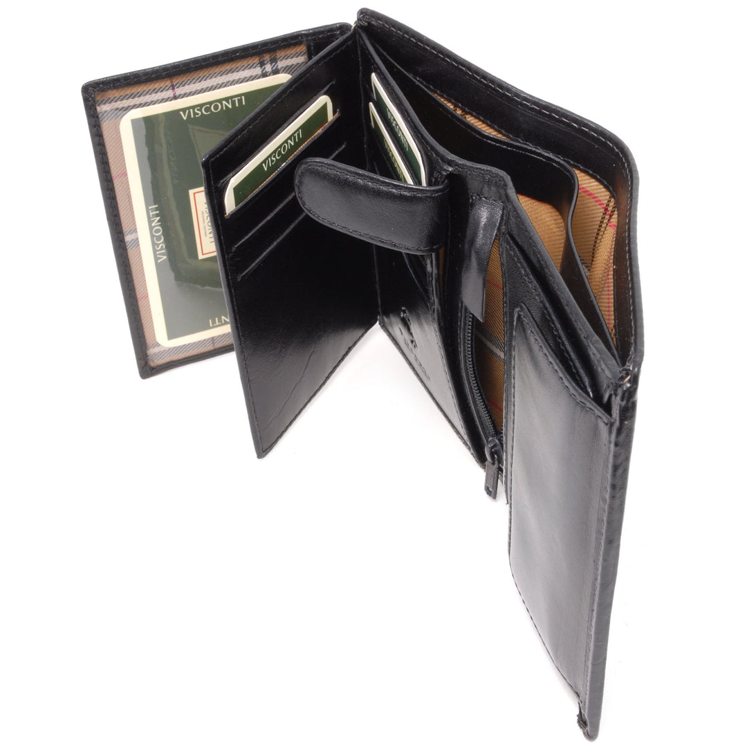 VISCONTI - Büffe Leder - Faltbrieftasche für Münzen und Scheine mit Geschenkbox - Milan - (MZ3) - Sc