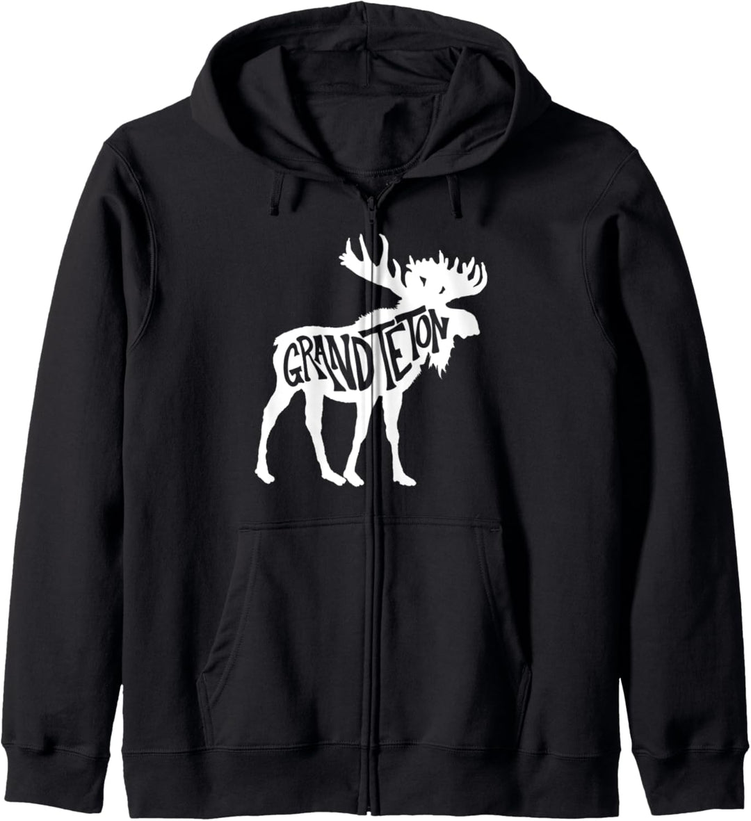 Grand Teton National Park Moose Typography Graphic Kapuzenjacke