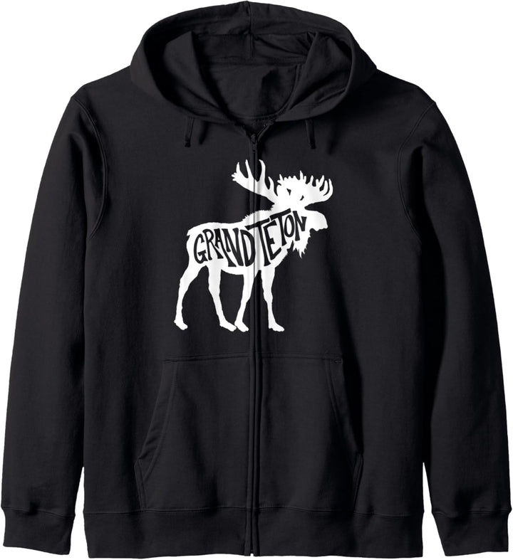 Grand Teton National Park Moose Typography Graphic Kapuzenjacke