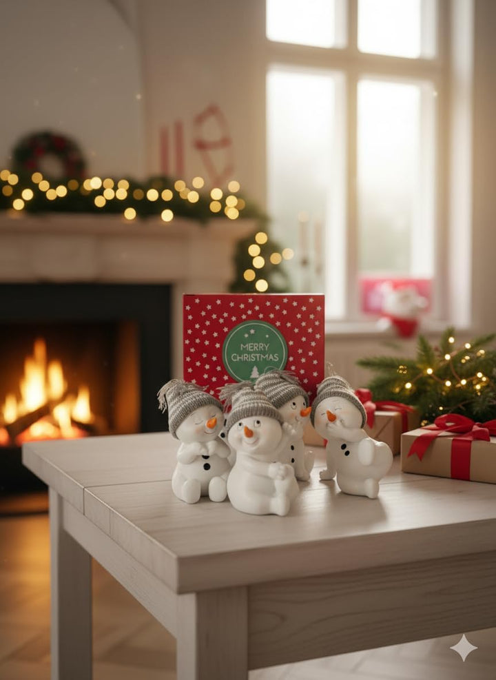 khevga Weihnachtsdeko Deko-Figuren Schneemann grau im 4er Masse sitzend