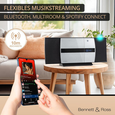 Bennett & Ross Ålesund Vertikal Stereoanlage - HiFi Microanlage mit CD-Player, MP3, UKW-Funktion, US