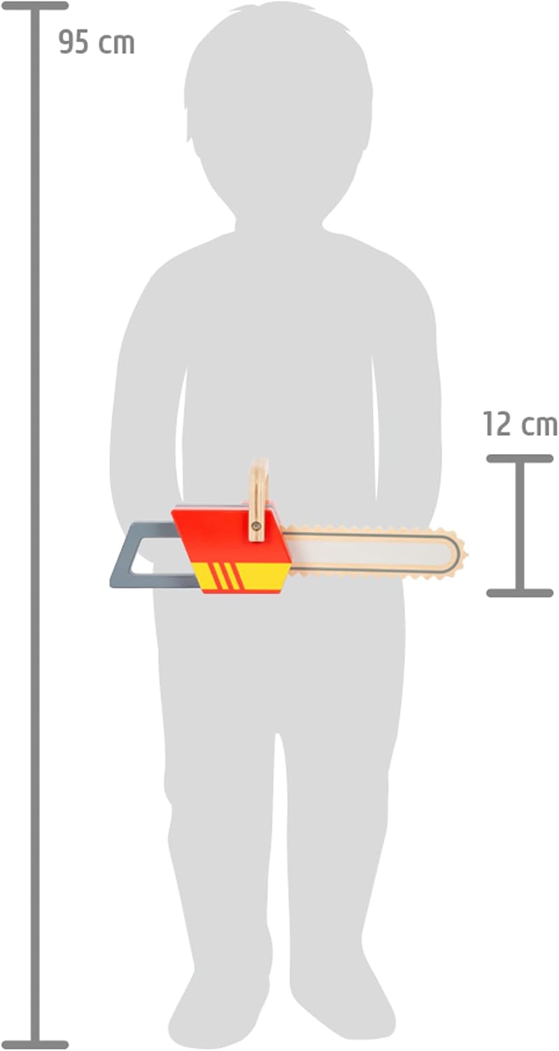 small Foot Kettensäge aus Holz, Rollenspielzeug zum Thema Feuerwehr, mit Sound, für Kinder ab 3 Jahr