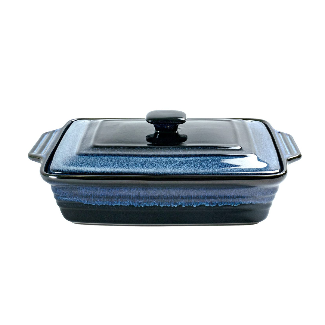 UNICASA Keramik Auflaufform Mit Deckle, Backformen Rechteckig 39 x 24 x 9 cm, Pastetenform Steinzeug