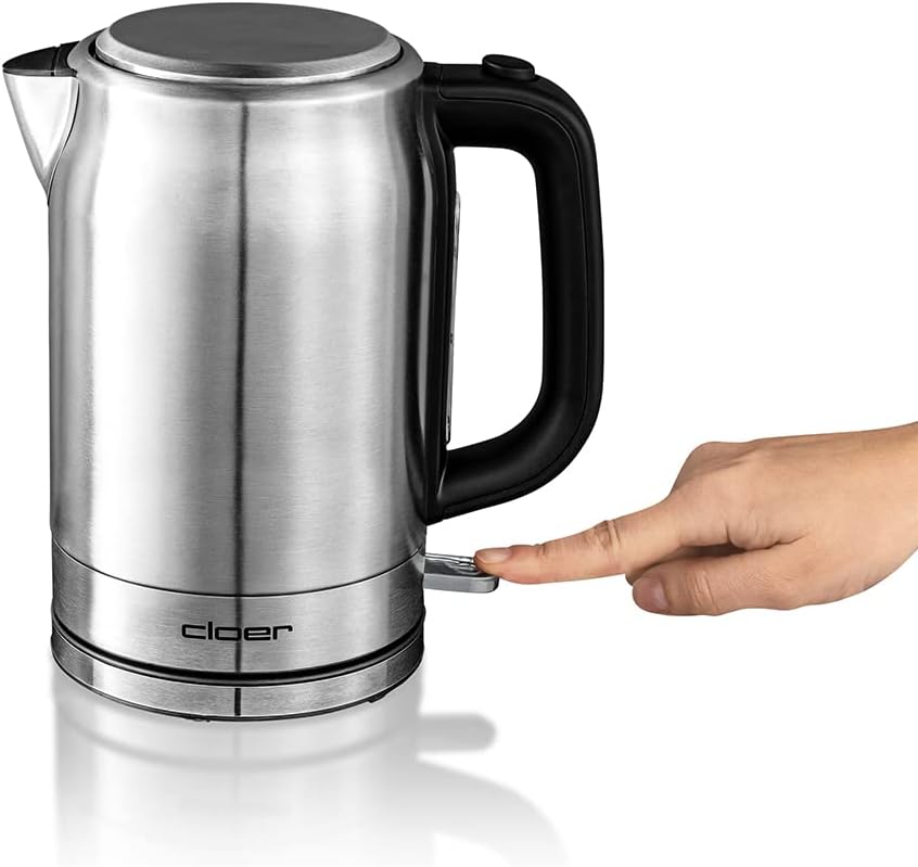 Cloer 4529 Wasserkocher Edelstahl, 2200 W, Wasserstandsanzeige, Trockengeh-und Überhitzungsschutz, 1