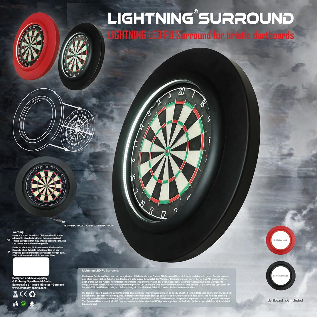 BULL'S Dart Lightning LED PU Surround Dartboard Light Dartboard Beleuchtung Dartscheiben Licht Kombi