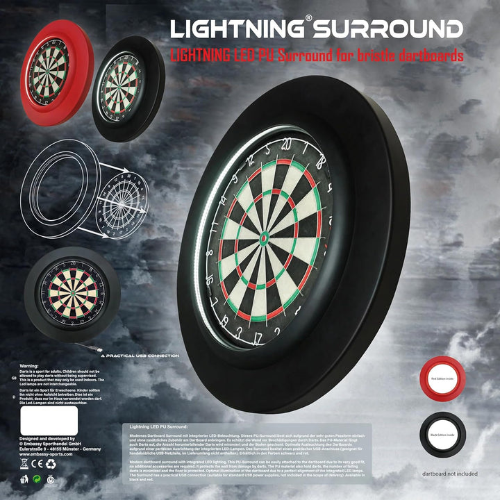BULL'S Dart Lightning LED PU Surround Dartboard Light Dartboard Beleuchtung Dartscheiben Licht Kombi