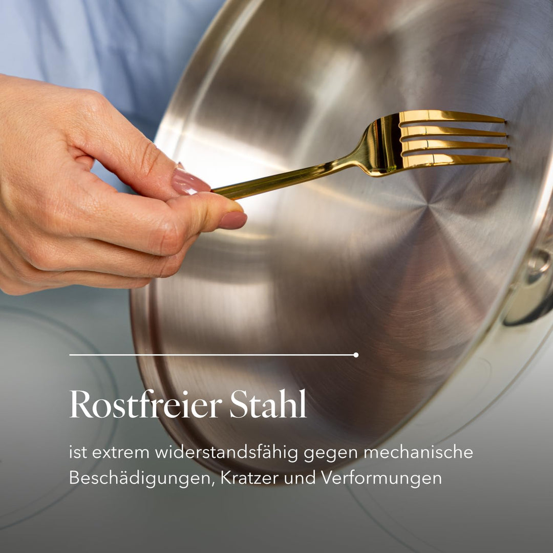 Florina Bratpfanne aus Edelstahl LUCIDA | 20 CM | 3-Schicht-Konstruktion | Aluminiumkern | Backofenf