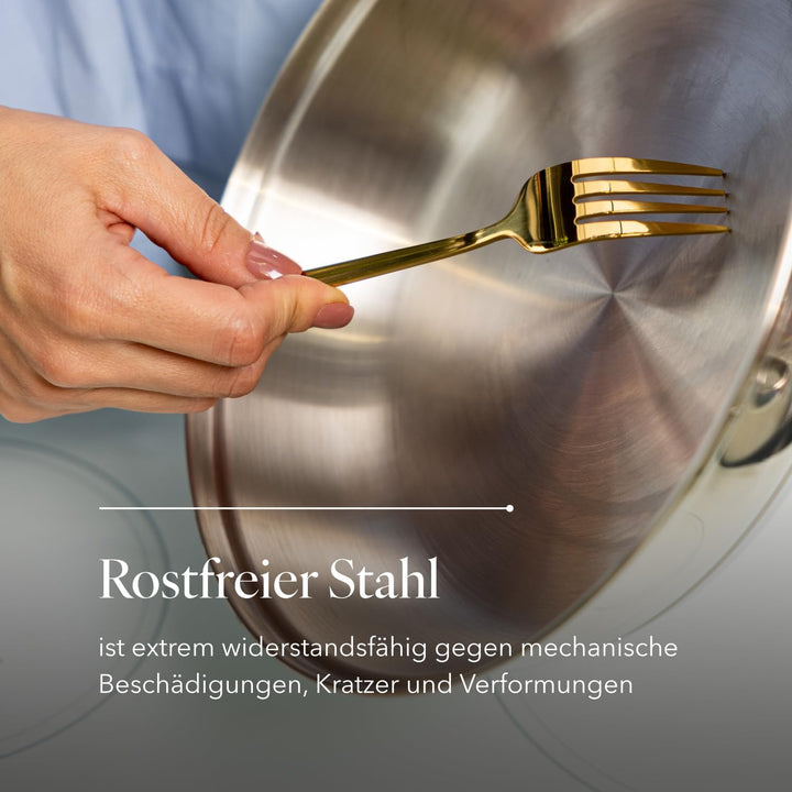 Florina Bratpfanne aus Edelstahl LUCIDA | 20 CM | 3-Schicht-Konstruktion | Aluminiumkern | Backofenf