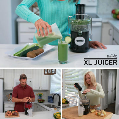 Starlyf XL Juicer Leistungsstarke Saftpresse 600 W, 2 Geschwindigkeiten, BPA-frei, für die Küche, Ex