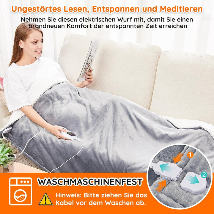 Mia&amp;Coco Heizdecke mit Abschaltautomatik 160x130 cm, 10 Heizstufen, 9 Std. Auto-Off Timer, Überhitzu