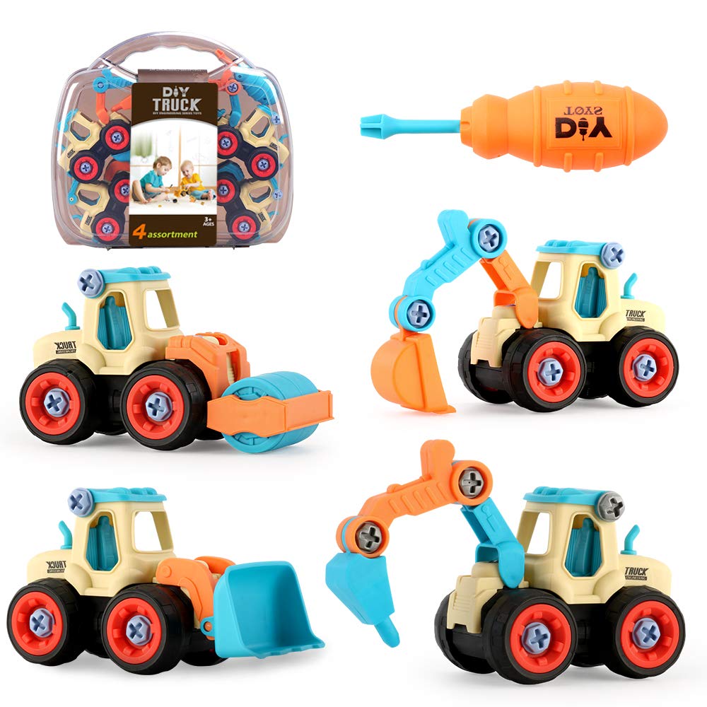 Montage Spielzeug Auto LKW Bagger Spielzeug mit Schraubendreher BAU Baufahrzeuge Fahrzeuge, DIY Lern