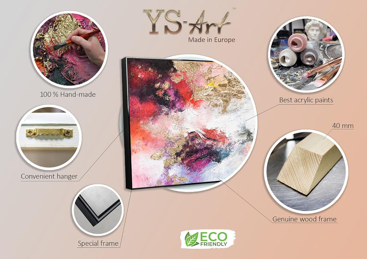 YS-Art Abstrakt Acryl Gemälde auf Leinwand heller Garten handgemalt Wandbilder Wohnzimmer modern Woh
