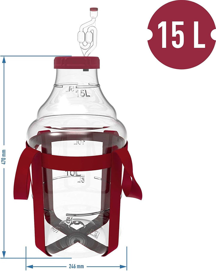 lilawelt24 15 L Gärballon Weinballon Gärbehälter Flasche Weithalsballon Gummistopfen Gärspund Gärung