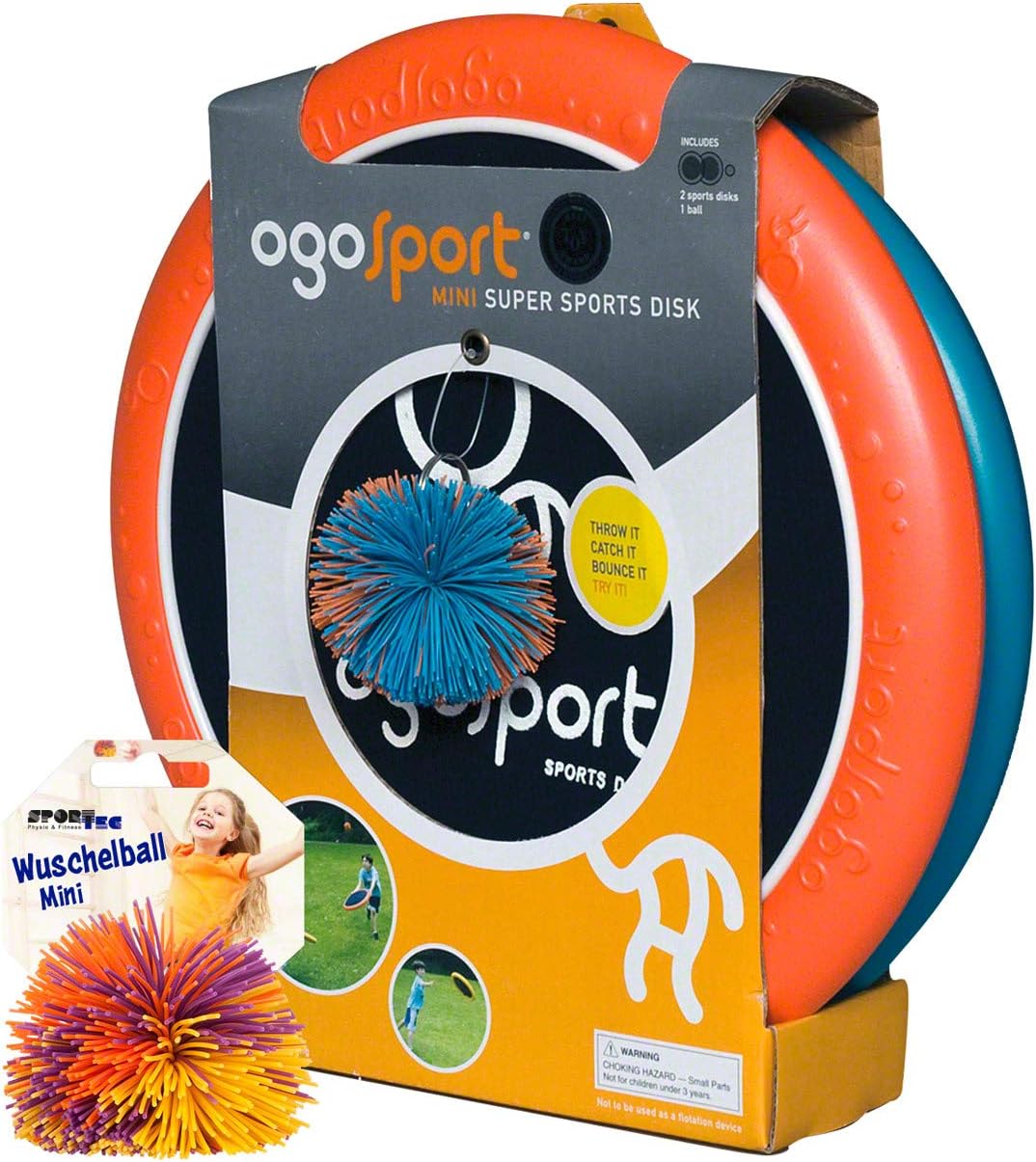 Sport-Tec 2 OgoSport Softdiscs (Ø30cm) mit elastischer Netzbespannung, 1 Ogo Ball Ball, 1 Busch Wusc