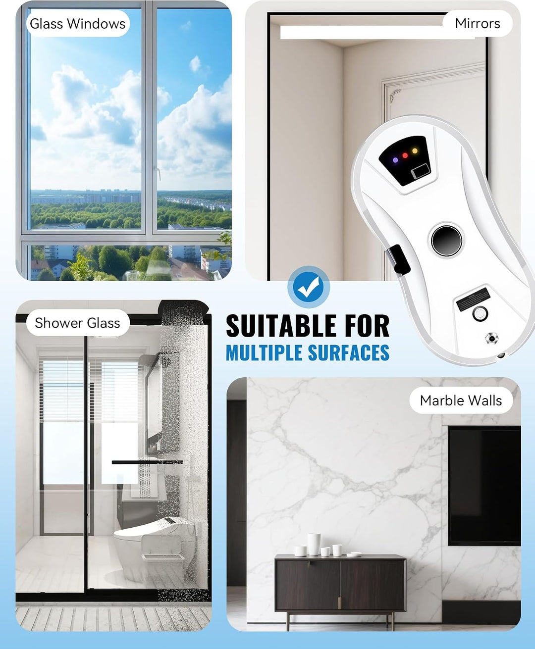 Fensterputzroboter mit Dual-Rotationssystem & Sprühfunktion, 2800Pa, Automatischer Fensterreiniger,
