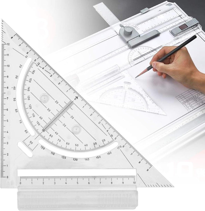 Queiting Zeichenplatte A3 Zeichenbrett Professioneller Zeichentisch mit Schiebelineal Zeichendreieck