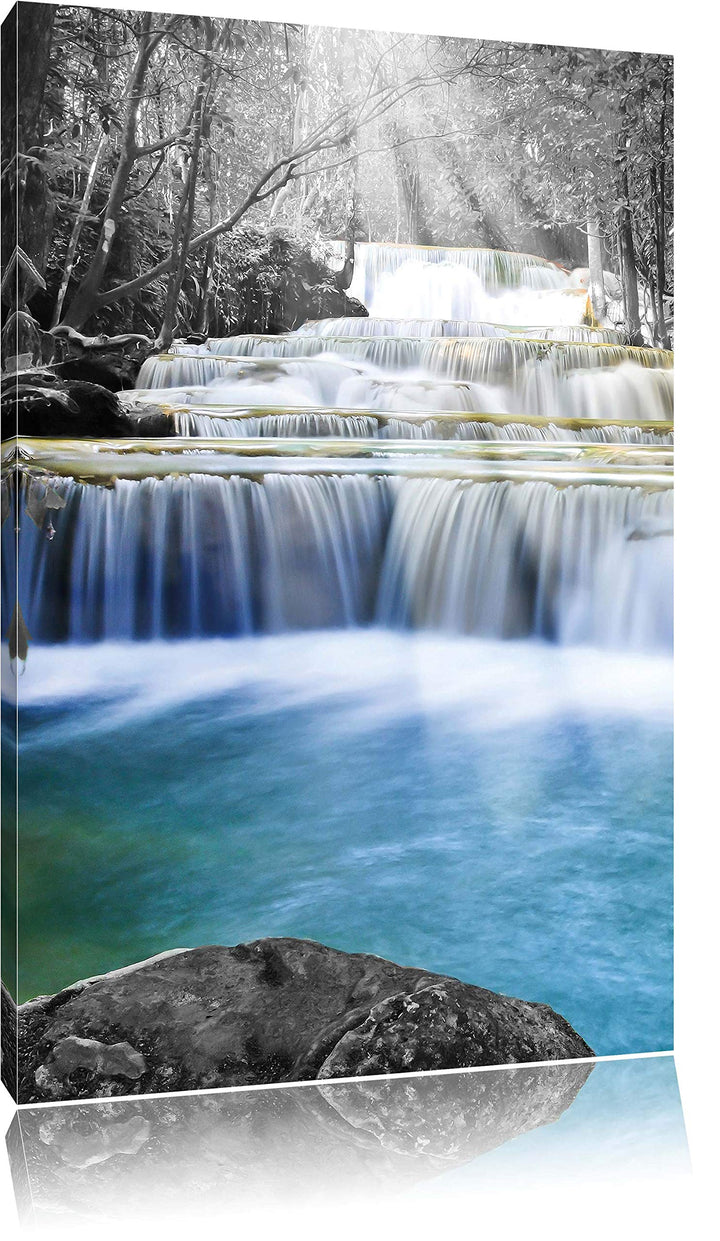 Pixxprint Wilder Bach im Urwald als Leinwandbild/Grösse: 100x70 cm/Wandbild/Kunstdruck/fertig bespan