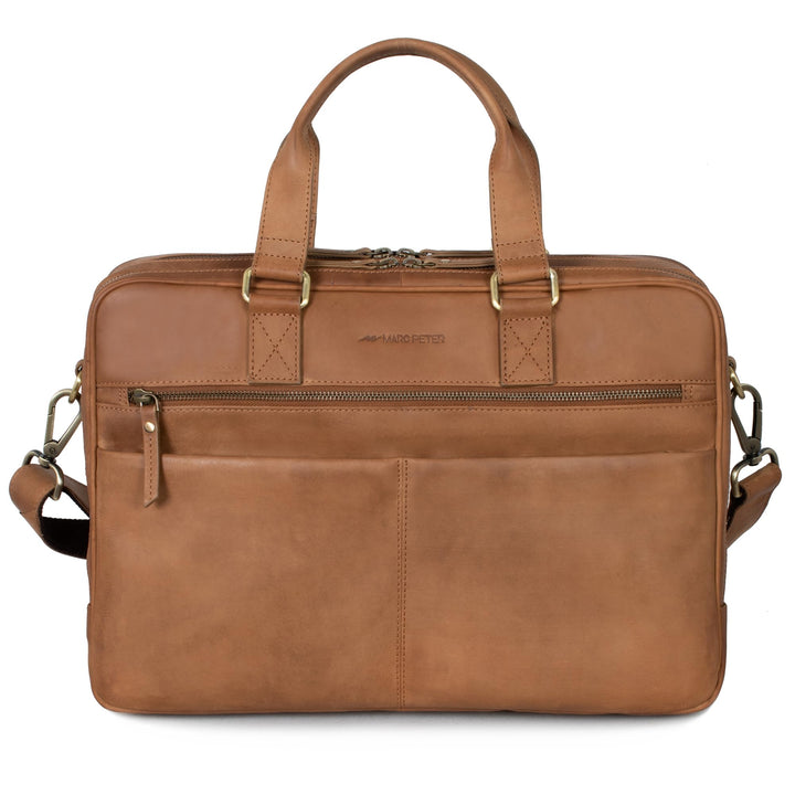 Marc Peter Laptoptasche Dallas I Leder Umhängetasche für 15.6 zoll Laptop I Aktentasche für Notebook