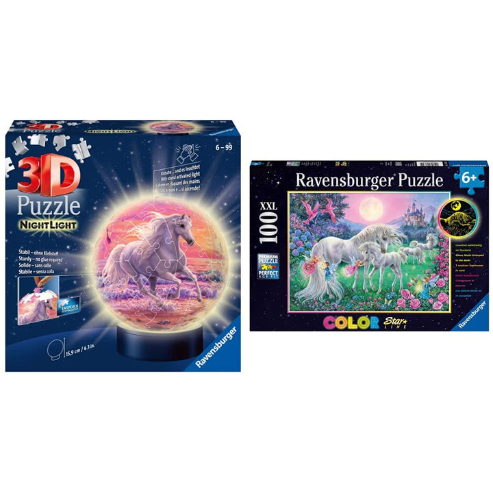 Ravensburger 3D Puzzle 11843 - Nachtlicht Puzzle-Ball Pferde am Strand - 72 Teile - ab 6 Jahren &amp; Ki