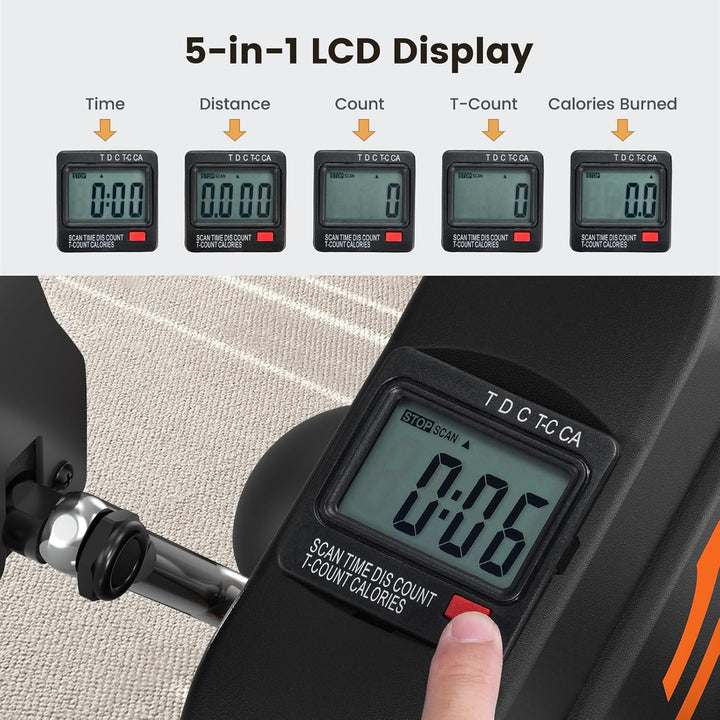 Sportneer Pedaltrainer für Senioren,Mini Heimtrainer mit LCD-Display, Fitnessgeräte für Zuhause – Ti